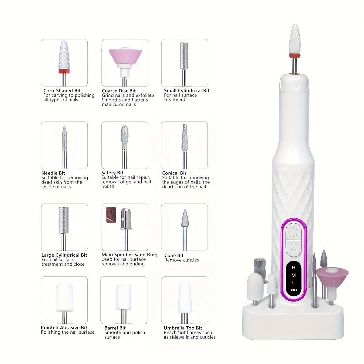 Dermalux™ Wireless Electric Nail Drill Set